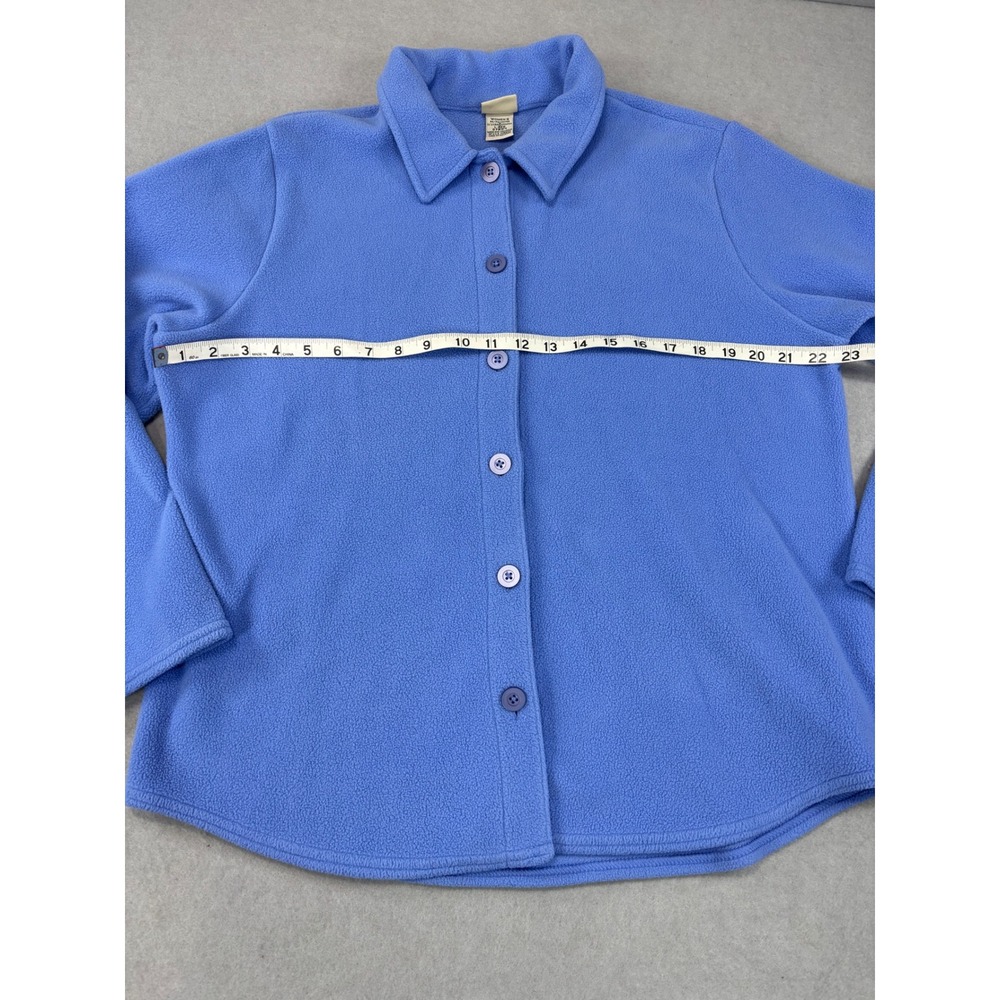 L.L. Bean Womens‎ Large Blue Fleece Button Shacket Collared - Picture 2 of 7